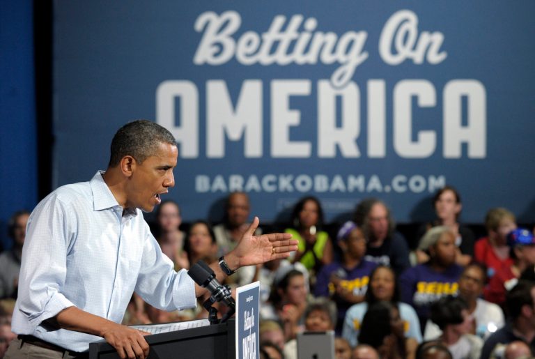 President Barack Obama speaks at Dobbins Elementary School in Poland, Ohio, Friday, July 6, 2012. (AP Photo/Susan Walsh)