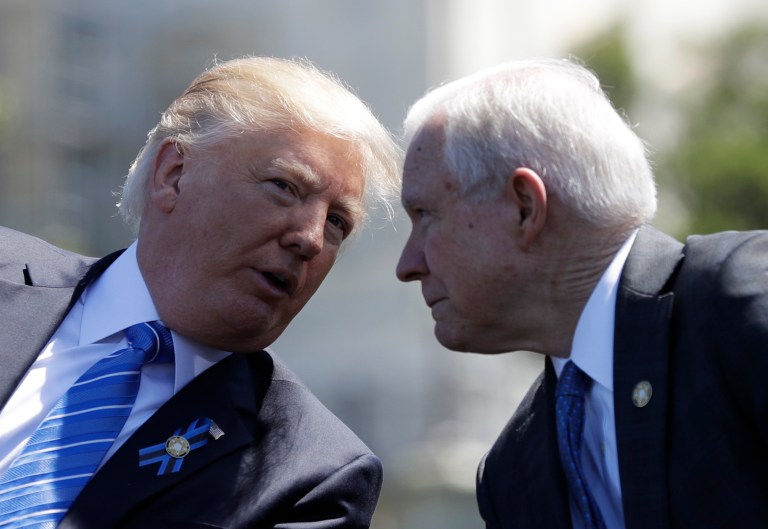 The statement comes more than a day after the initial refusal to talk about Trump's relationship with Sessions. (AP Photo/Evan Vucci)