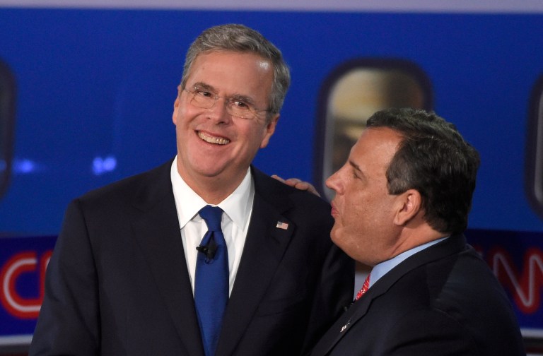 Republican presidential candidate Jeb Bush, left, and Chris ChristieÂ both avoided offering their support to any Republican running to replace House Speaker John Boehner.Â (AP Photo/Mark J. Terrill)