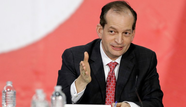 Labor Secretary Alexander Acosta says occupational licenses make sense for public safety professionals, but not for many others. (AP Photo/Darron Cummings)
