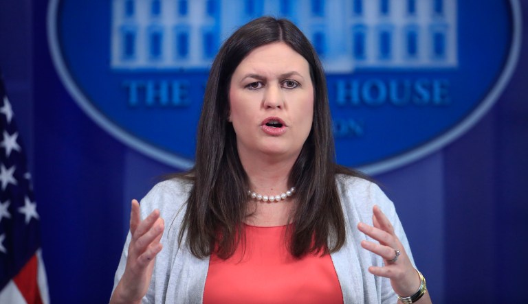 White House press secretary Sarah Sanders said Tuesday that President Trump would not accept the blame if the Senate fails to pass healthcare reform. (AP Photo/Manuel Balce Ceneta, File)