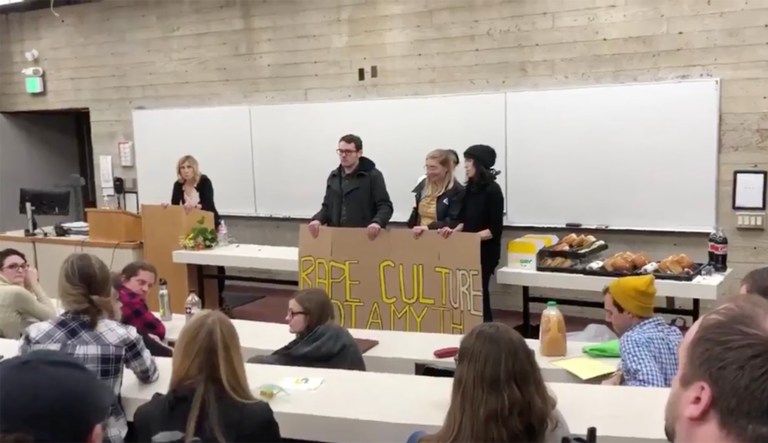 If you're not on the side of the prevailing social justice narrative, you might as well leave campus altogether or have a miserable time of it. (Screenshot/Twitter)