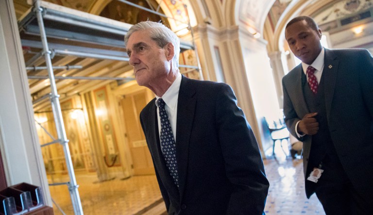 Special counsel Robert Mueller (pictured center) is currently communicating with George Nader, a Lebanese-American businessman who also advises the United Arab Emirates, as part of his Russia inquiry. Nader, who provided a testimony to a grand jury last week, is under scrutiny for possibly funneling Emirati money to President Trump's political activities. (AP Photo/J. Scott Applewhite, File)