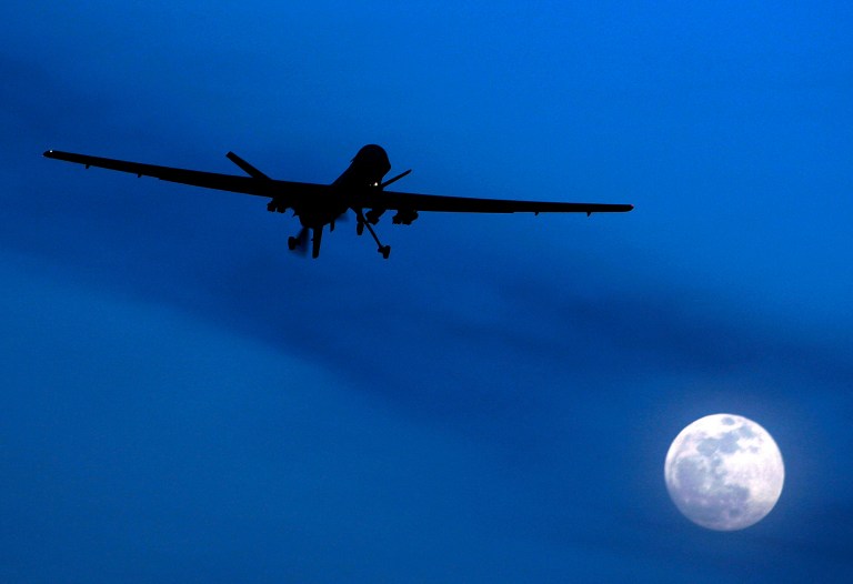 A U.S. Predator drone flies over the moon above Kandahar Air Field, in southern Afghanistan in January 2010.ÃÂ Justice Sonia Sotomayor said technological advances like flying drones put us 