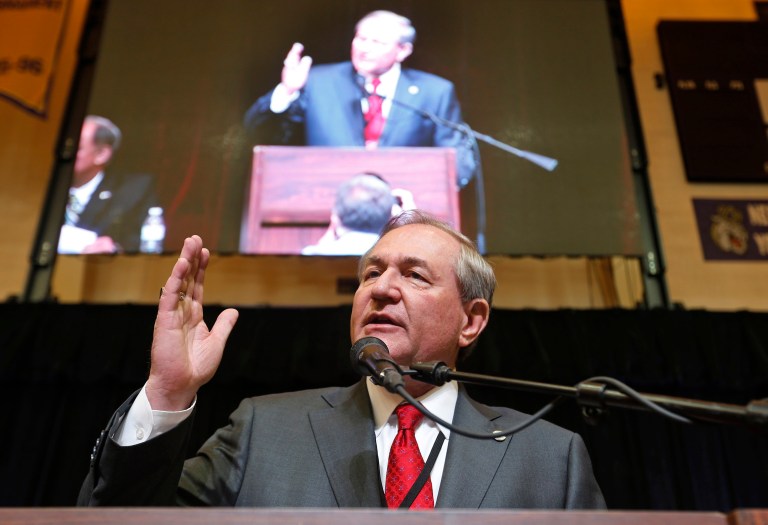 Nearly four months after Gilmore dropped out of the race for the Republican nomination, he had his best primary by far in Golden State on Tuesday. (AP Photo/Steve Helber)