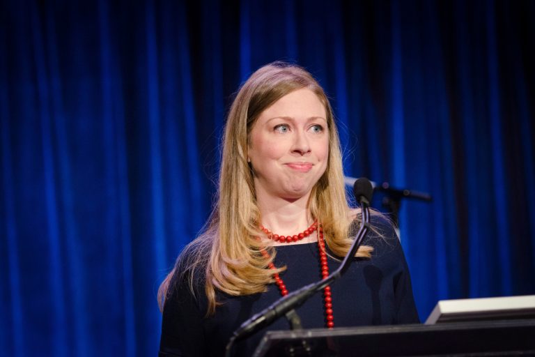 Chelsea Clinton speaks at The Gordon Parks Foundation Awards Dinner and Auction at Cipriani's Wall Street on Tuesday, June 3, 2014, in New York. (Scott Roth/Invision/AP)