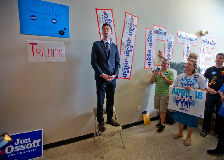 Democrat Jon Ossoff had an impressive finish, falling just short of the 50 percent threshold to avoid a run-off set for June 20. (AP Photo/John Bazemore)