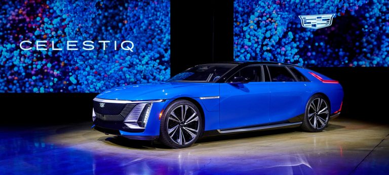 Cadillac Celestiq onstage at the global reveal event in Los Angeles. 
