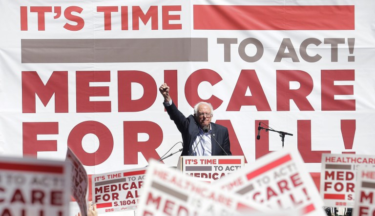 On Thursday, the Democratic Senatorial Campaign Committee sent a fundraising email from Sen. Bernie Sanders, I-Vt., that promoted his single-payer legislation. (AP Photo/Jeff Chiu)