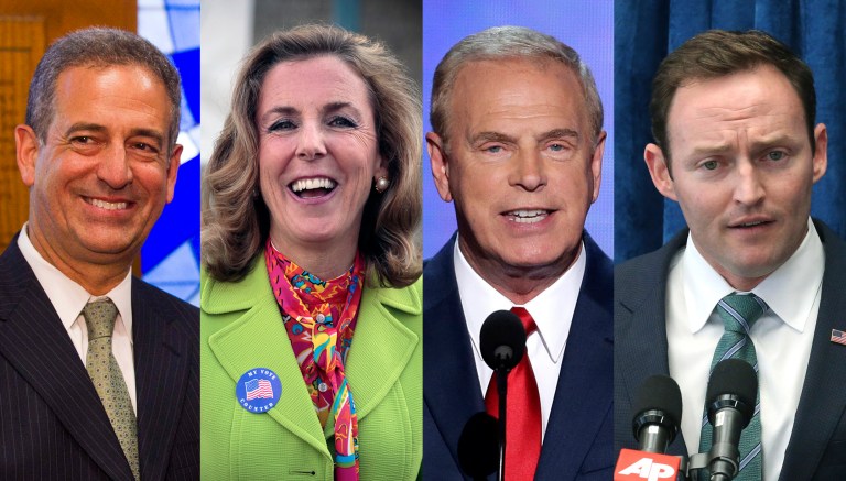 America Rising is targeting Wisconsin's Russ Feingold, Pennsylvania's Katie McGinty, Ohio's Ted Strickland and Florida's Patrick Murphy, all of whom sit in swing or purple states and are embroiled in contested races. (AP Photos)