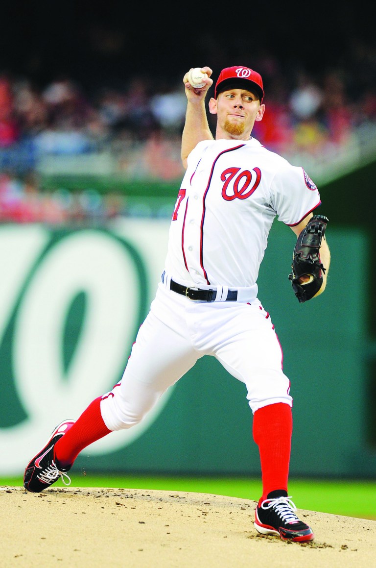 Greg Fiume/Getty Images
Stephen Strasburg, who leads the National League with 151 strikeouts, looks to earn his 12th win Tuesday night against the Phillies.