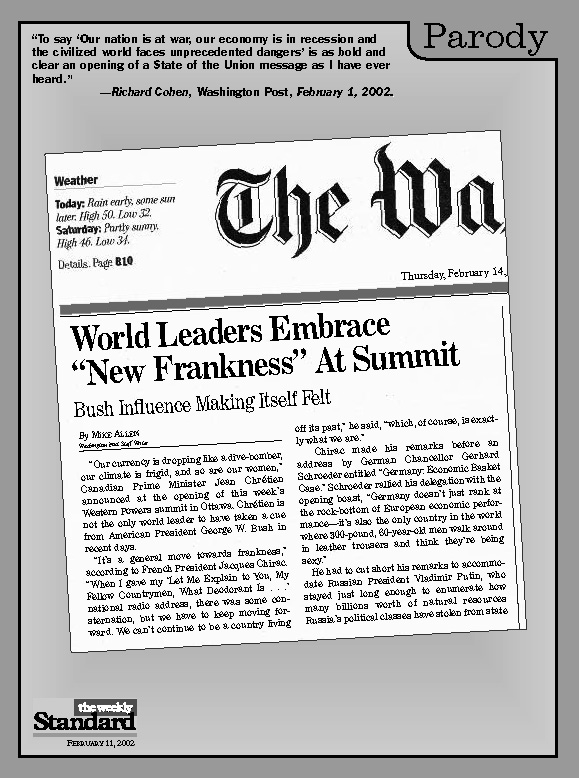 George W. Bush’s candor becomes contagious.