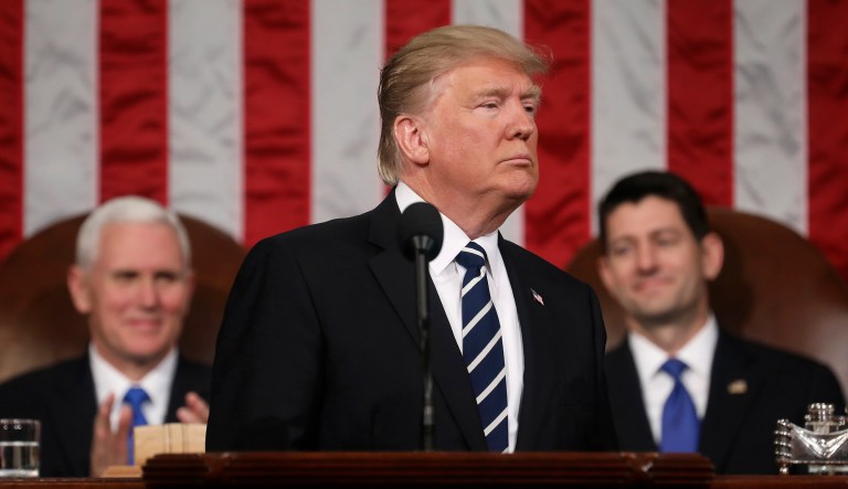 President Trump will deliver his first State of the Union address on Tuesday. (Jim Lo Scalzo/Pool Image via AP)