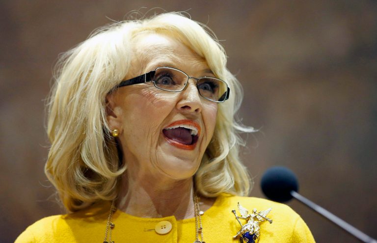 Arizona Gov. Jan Brewer delivers her State of the State address at the Arizona Capitol in Phoenix on Jan. 13. (AP Photo/Ross D. Franklin, File)