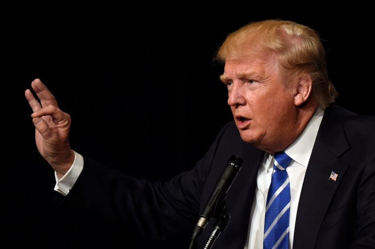 Republican presidential candidate Donald Trump speaks at an event, Saturday, Oct. 3, 2015, in Franklin, Tenn. (AP Photo/Mark Zaleski)