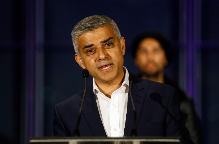 London Mayor Sadiq Khan zinged Donald Trump again on Tuesday by saying he wants Hillary Clinton to defeat him in the race for the White House. (AP Photo/Kirsty Wigglesworth)
