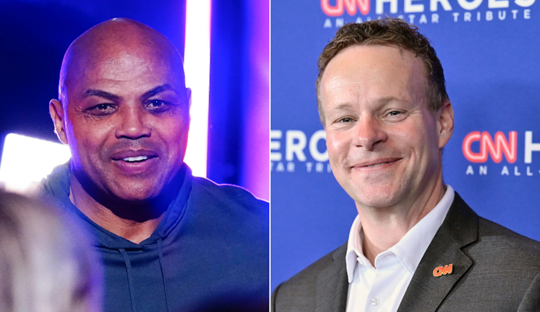 CNN CEO Chris Licht (right) is reportedly looking to hire former NBA player and current sports TV analyst Charles Barkley.