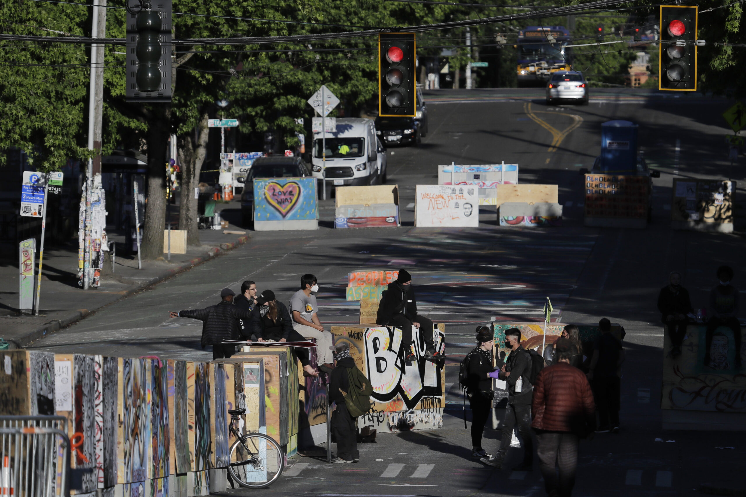 Protesters block Seattle construction crew from removing CHOP barriers