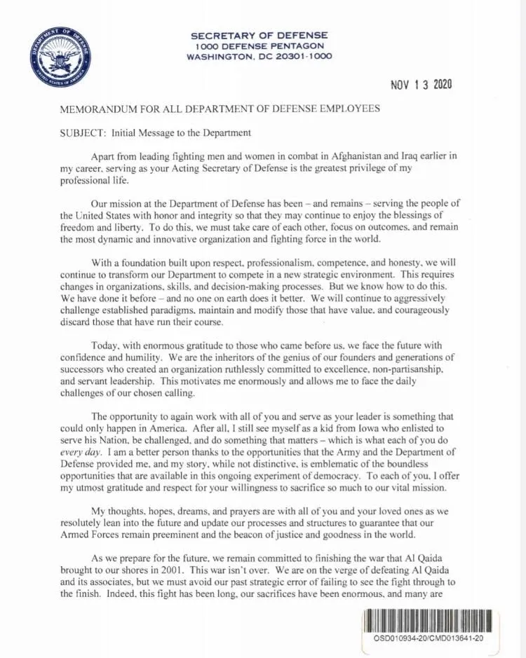 Christopher Miller Letter - Page One