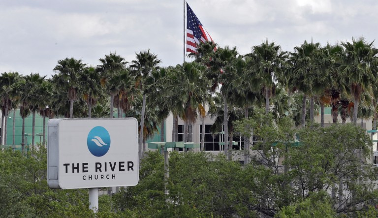 The River Church is shown Monday, March 30, 2020, in Tampa, Fla. The Hillsborough County Sheriff's Office has warned the megachurch about violating a safer-at-home order in place to limit the spread of coronavirus. The church is continuing to hold Sunday church services despite warnings for social distancing in order.