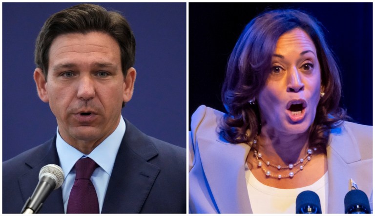 Gov. Ron DeSantis (R-FL) and Vice President Kamala Harris