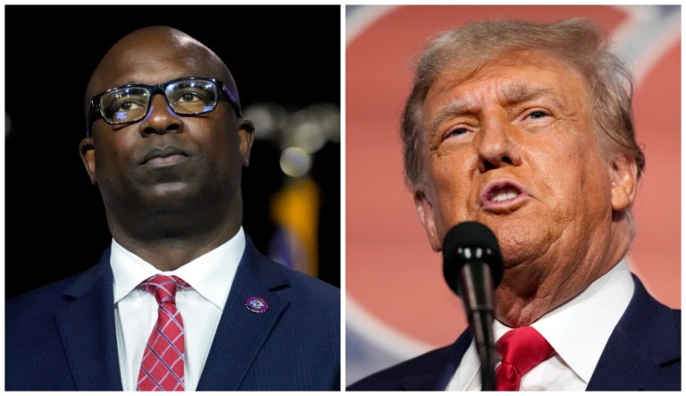 Rep. Jamaal Bowman and former President Donald Trump