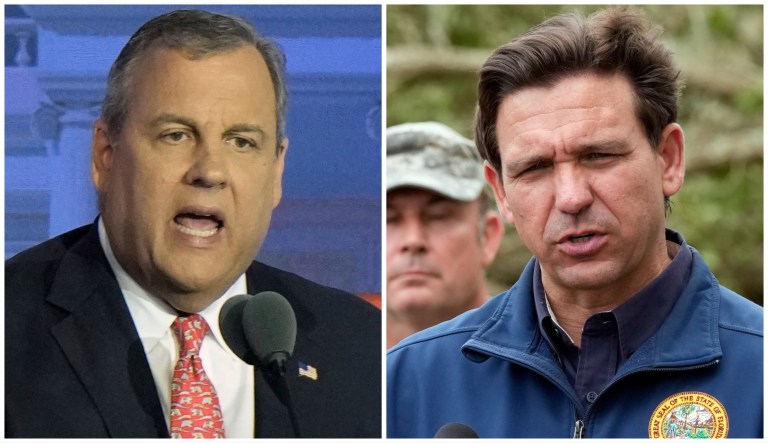 Former Republican New Jersey Gov. Chris Christie and Gov. Ron DeSantis (R-FL)