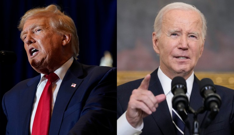 Former President Donald Trump, left, and President Joe Biden, right.