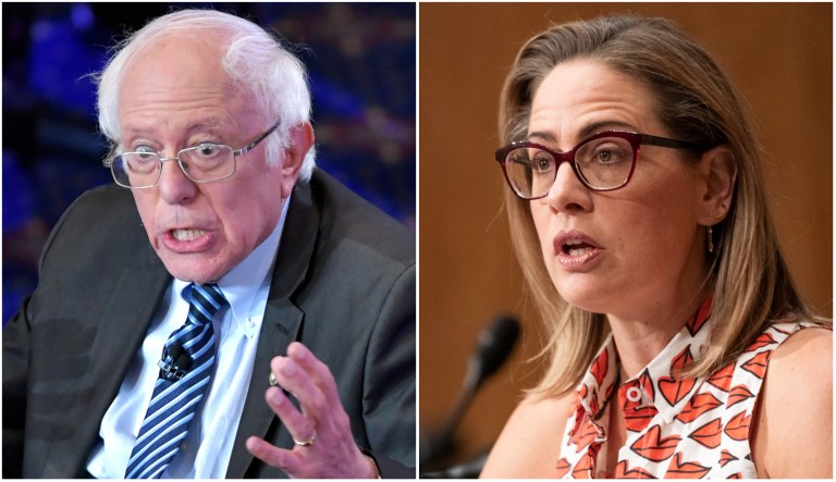 Sens. Bernie Sanders (I-VT) and Kyrsten Sinema (I-AZ)