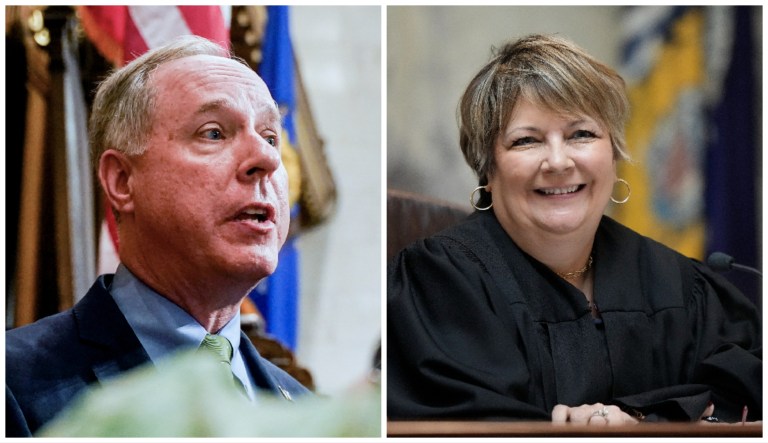 Wisconsin Assembly Leader Robin Vos and state Supreme Court Justice Janet Protasiewicz.