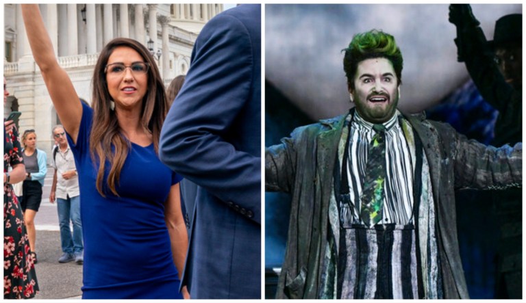 Lauren Boebert was kicked out of a performance of the hit musical Beetlejuice (2019 Tony Awards performance pictured right)