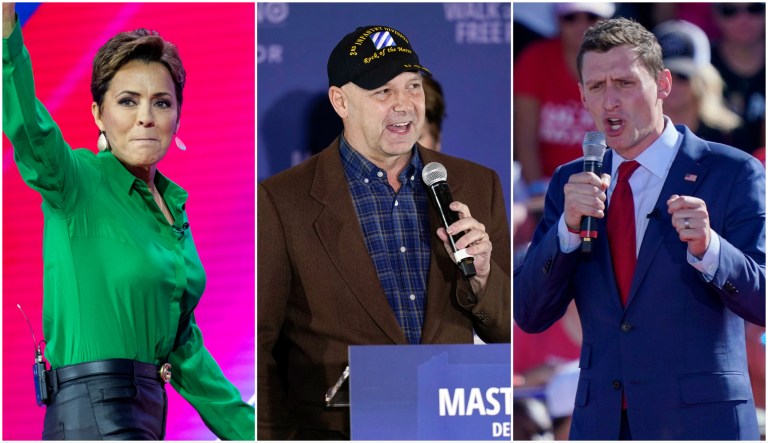 Kari Lake, Doug Mastriano, and Blake Masters.