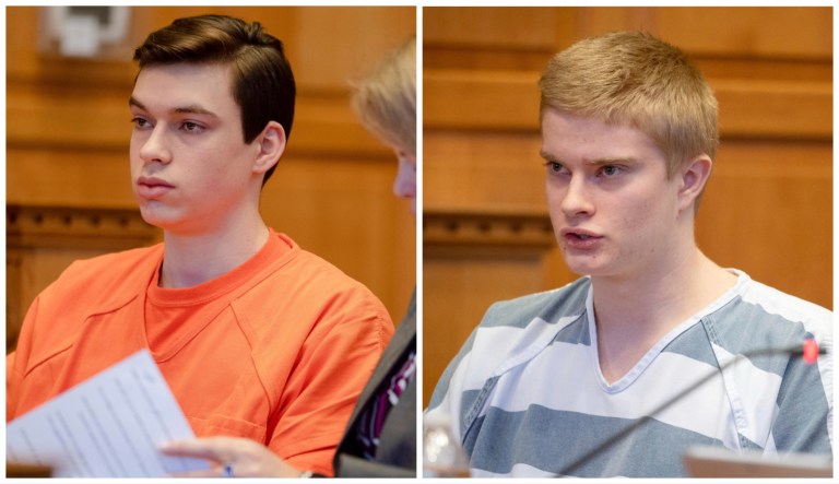 Iowa teenagers Willard Miller (left) and Jeremy Goodale (right) pleaded guilty to first-degree murder in the death of Fairfield High School Spanish teacher Nohema Graber in November 2021.