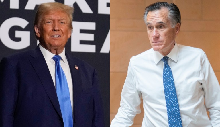 Former President Donald Trump, left, and Sen. Mitt Romney (R-UT), right.