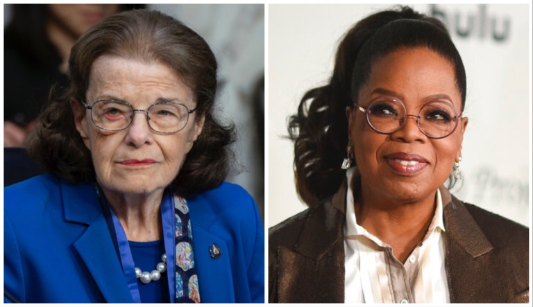 From left to right: Sen. Dianne Feinstein (D-CA) and Oprah Winfrey.