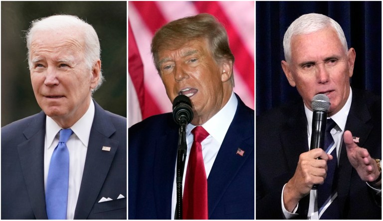 President Joe Biden, former President Donald Trump, and former Vice President Mike Pence