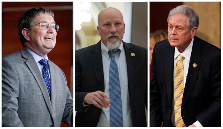 Reps. Thomas Massie (R-KY), Chip Roy (R-TX), and Ralph Norman (R-SC). 