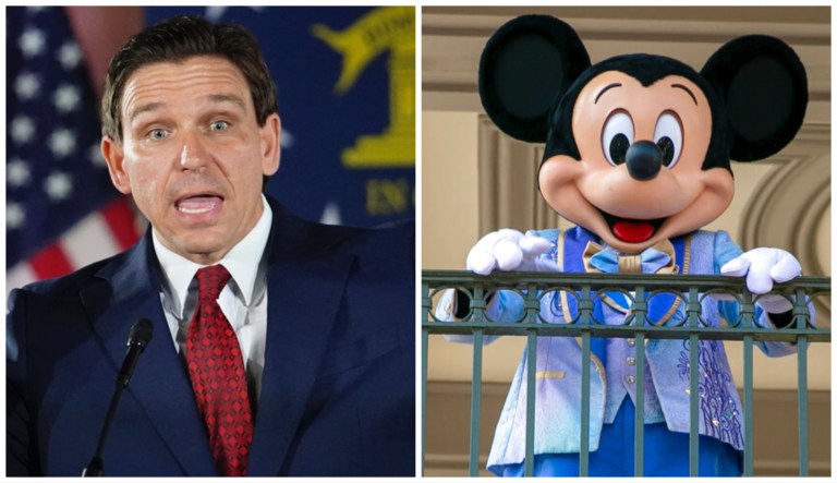 Ron DeSantis and Mickey Mouse.