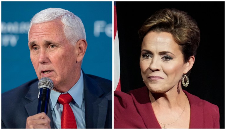 Former Vice President Mike Pence and former Republican Arizona gubernatorial candidate Kari Lake.