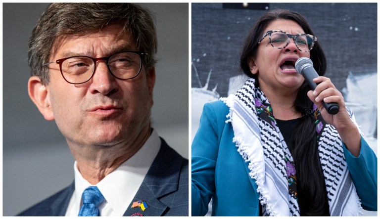 Left: Rep. Brad Schneider (D-IL); Right: Rep. Rashida Tlaib (D-MI)