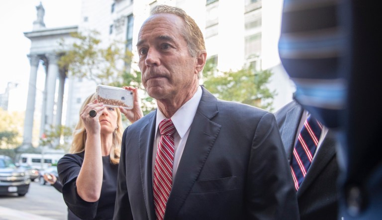 Former U.S. Rep. Chris Collins arrives at Federal court, Tuesday, Oct. 1, 2019, in New York.  Collins is expected to plead guilty in an insider trading case Tuesday, a day after saying he was quitting Congress.