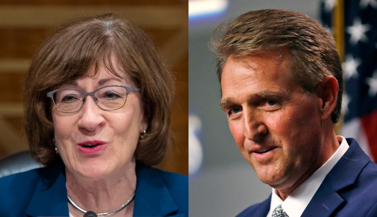 Sens. Susan Collins and Jeff Flake are pictured.