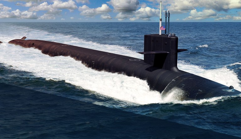 An artist rendering of a Columbia-class nuclear submarine.