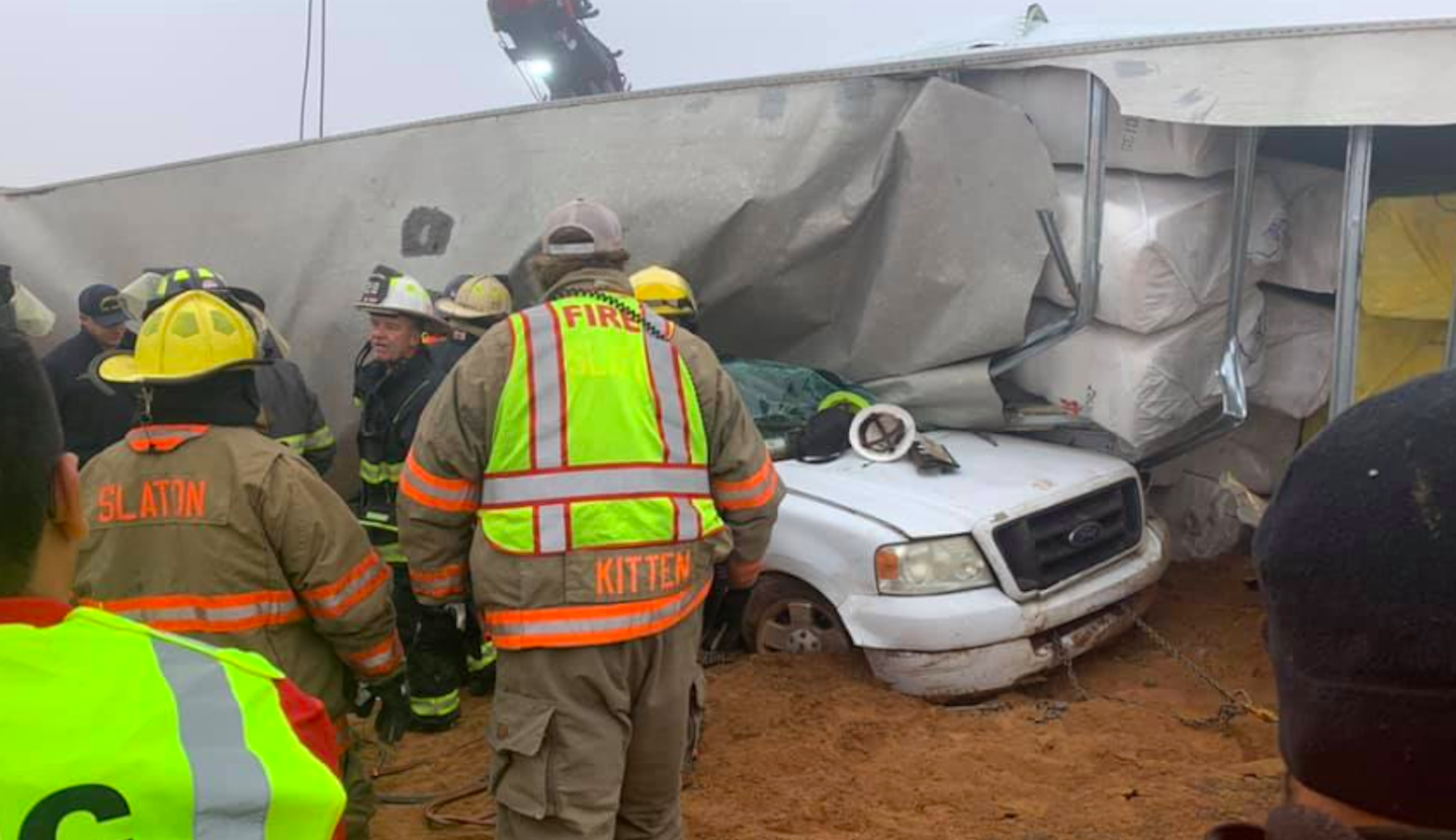 WATCH: Dramatic video captures semi-truck losing control and crashing into scene of another accident