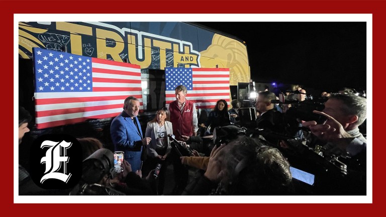 Ted Cruz and Glenn Youngkin answer questions with candidate Yesli Vega in Virginia