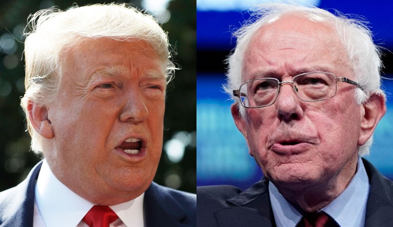 Pictured are Donald Trump, left, and Bernie Sanders, right.