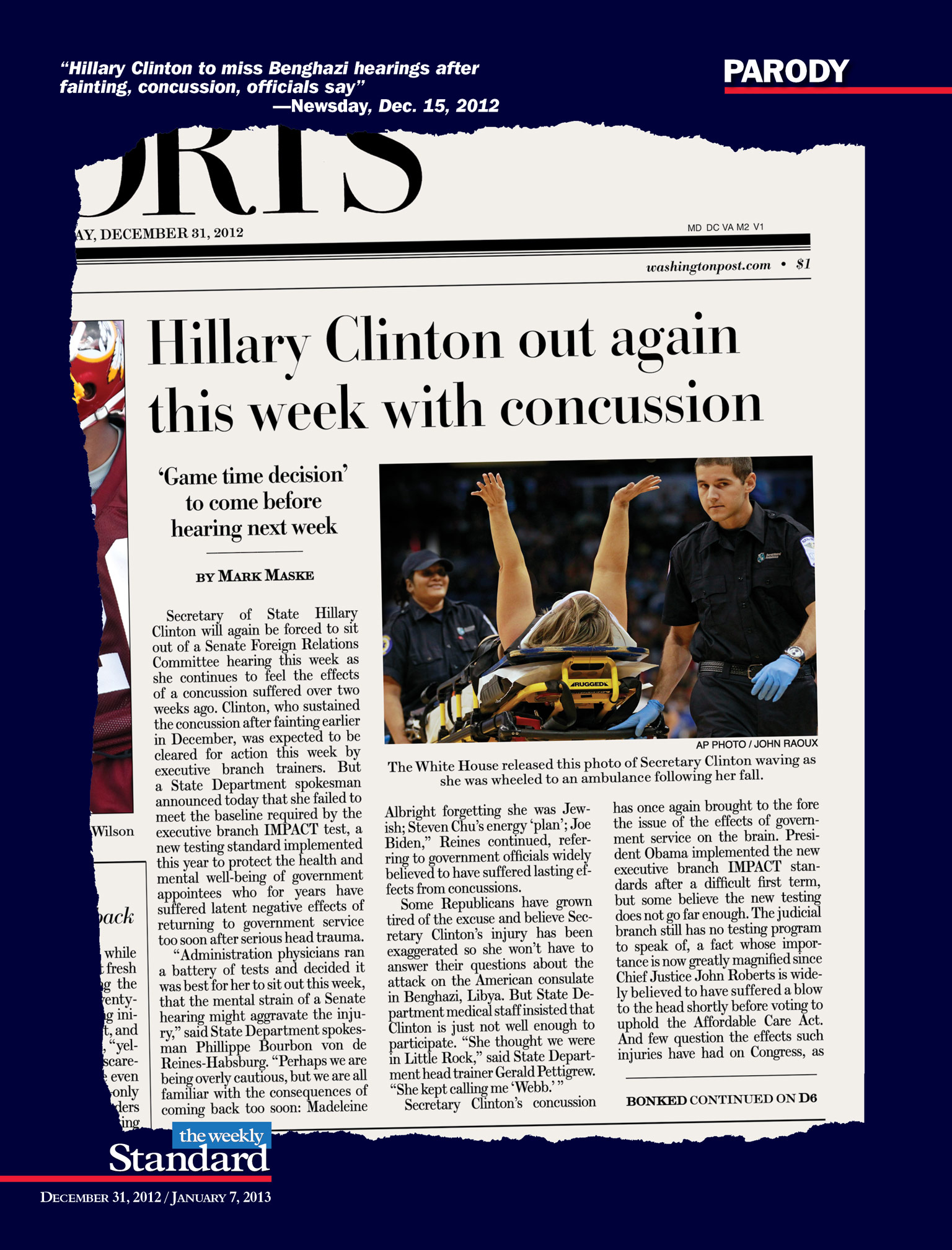 Clinton’s convenient concussion