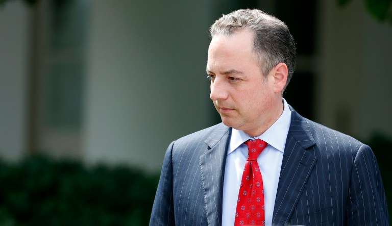 An upcoming book notes that former White House chief of staff Reince Priebus (pictured above) convinced President Trump to dismiss Jeff Sessions' resignation and make amends with the attorney general. (AP Photo/Alex Brandon)