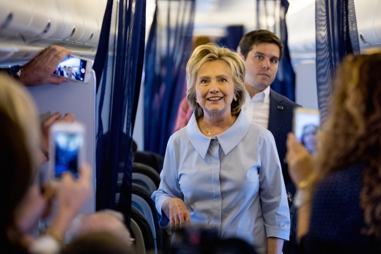 It's the first time reporters are flying with Clinton, who has not held a press conference in 2016. (AP Photo/Andrew Harnik)
