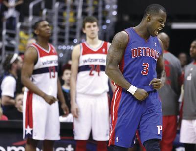 Evan Vucci/AP
Pistons guard Rodney Stuckey hit the game-winning shot Monday night to hand the Wizards their fourth straight loss.
